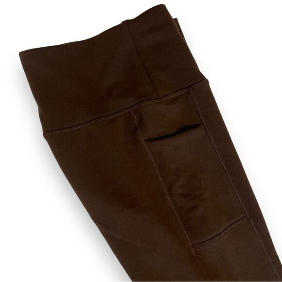 Gayhay Buttery Soft High Waist Leg Pocket Fleece Lined Leggings Brown - Picture 10 of 16